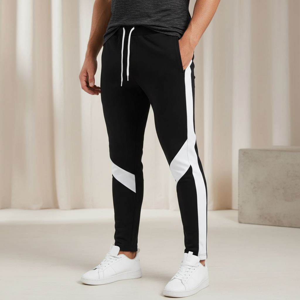 Schlanke athletische Jogger-Hose mit Seitenpanels und Tunnelzug