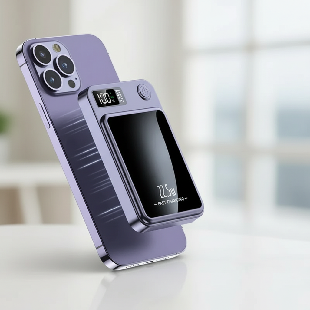 Magnetische Powerbank 50000mAh mit Schnellladung und digitalem Display