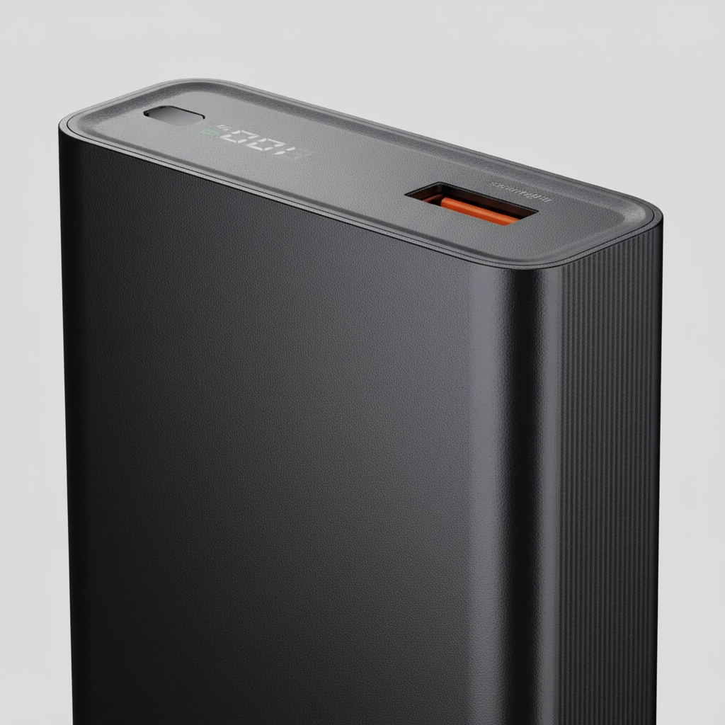 Powerbank 20000mAh mit 65W Schnellladung und integrierten Kabeln