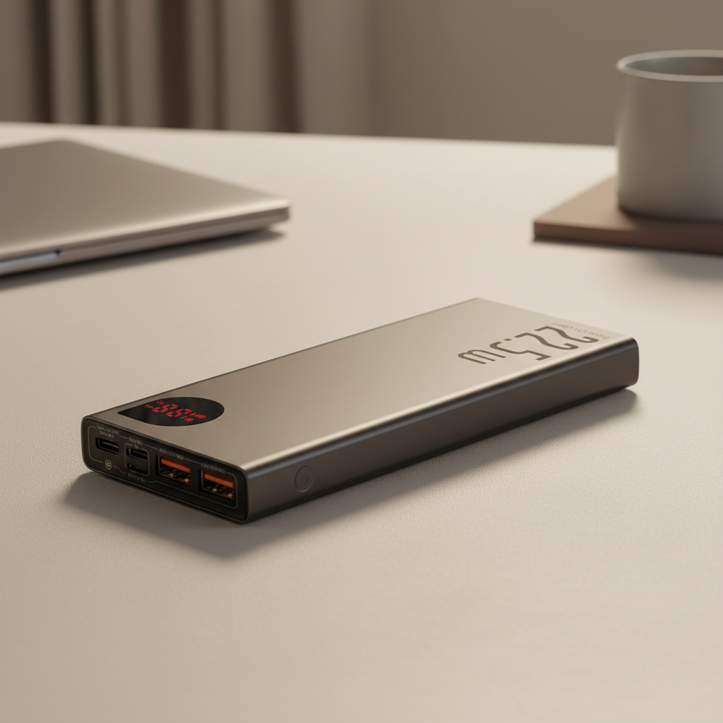Tragbare Metallpower-Bank mit digitaler Anzeige und USB-Anschlüssen