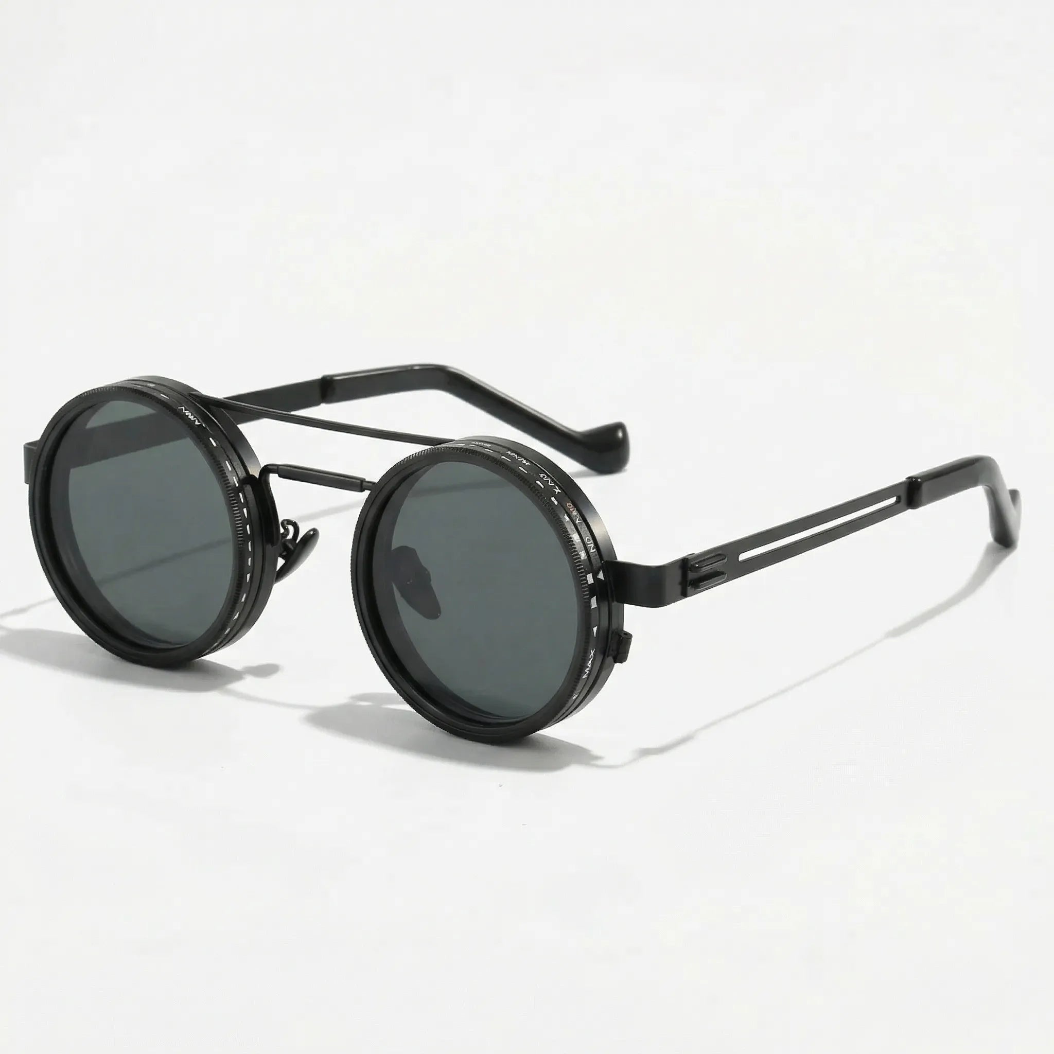 Runde Steampunk-Sonnenbrille mit dimmbar polarisierten Linsen