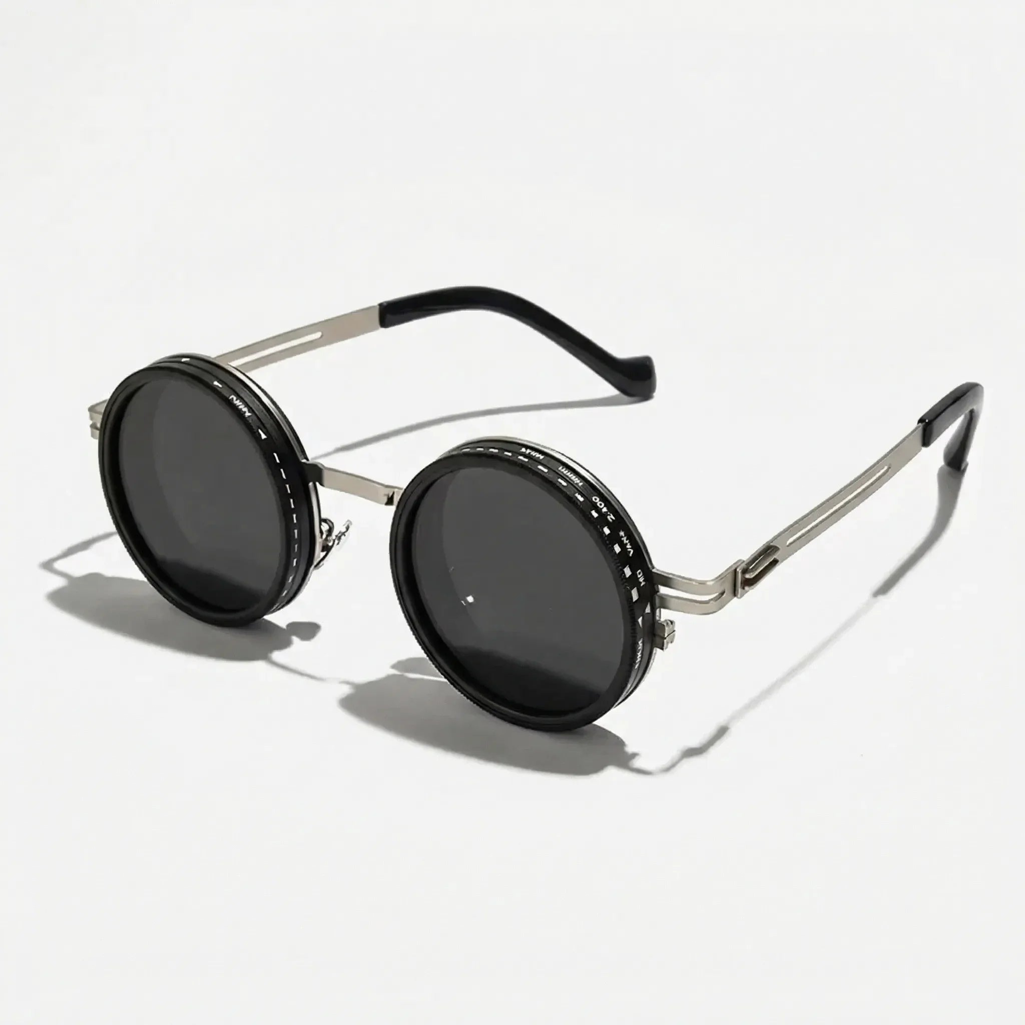 Runde Steampunk-Sonnenbrille mit dimmbar polarisierten Linsen