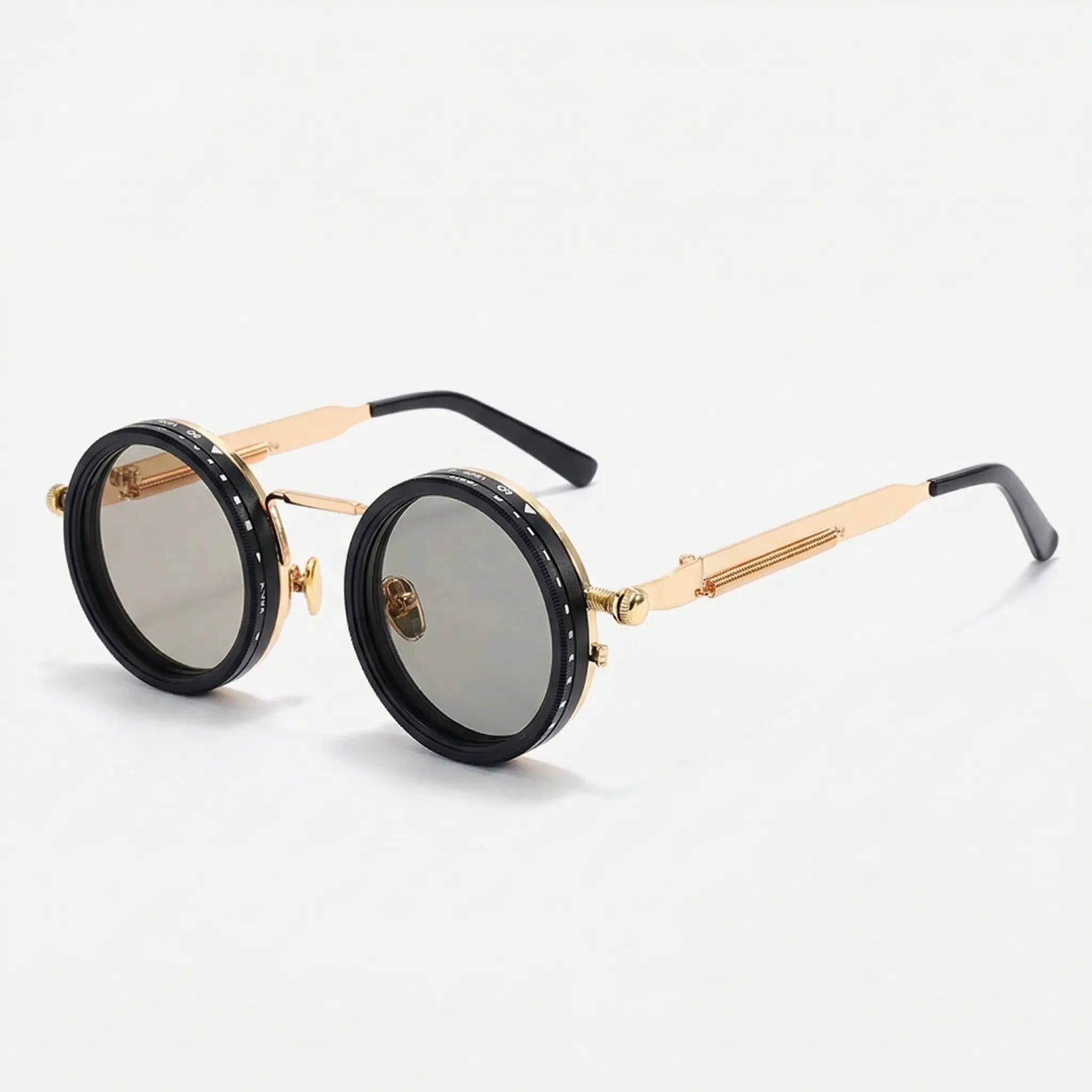 Runde Steampunk-Sonnenbrille mit dimmbar polarisierten Linsen