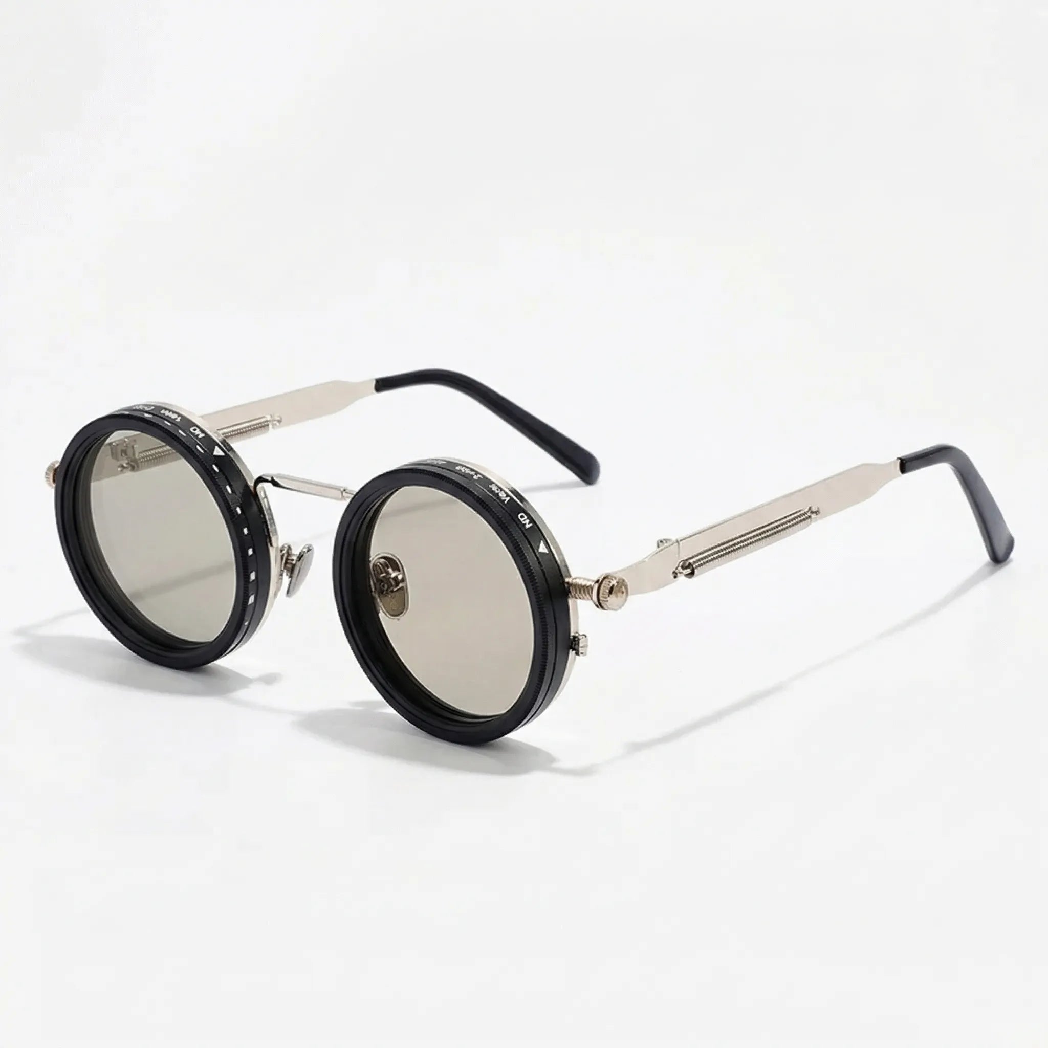 Runde Steampunk-Sonnenbrille mit dimmbar polarisierten Linsen