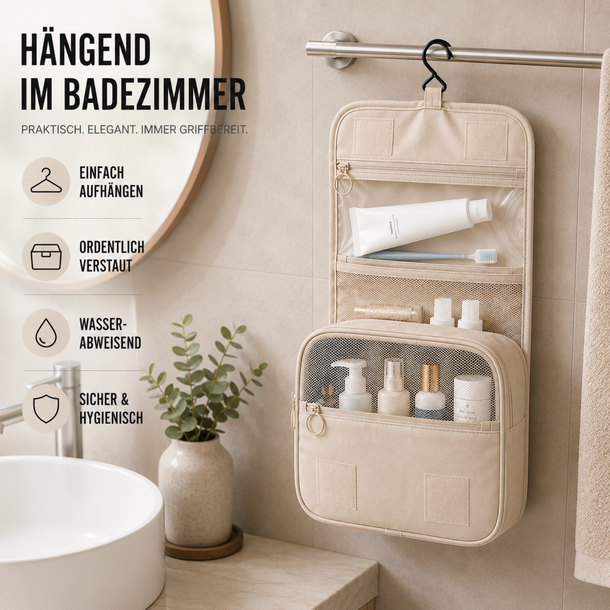 Nordspur | Voylena Wasserdichter, hängender Toilettenartikel-Organizer