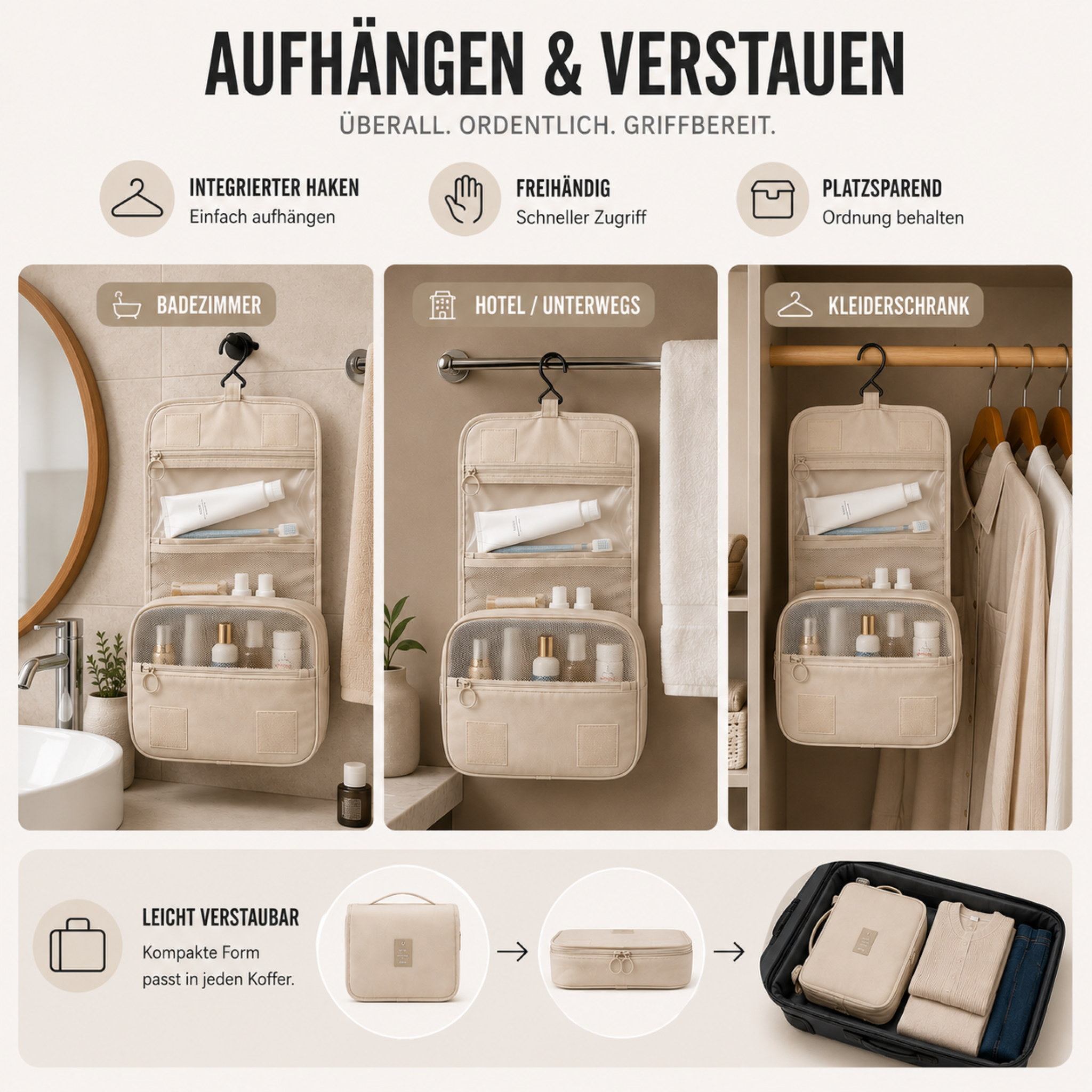 Nordspur | Voylena Wasserdichter, hängender Toilettenartikel-Organizer