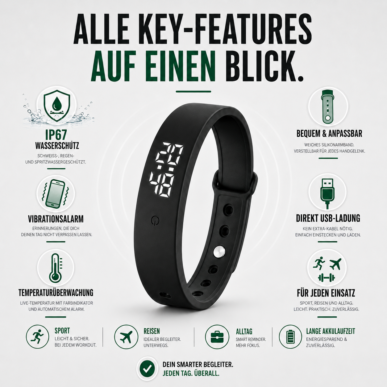 Nordspur | Wasserdichte Silikonarmband Smartwatch