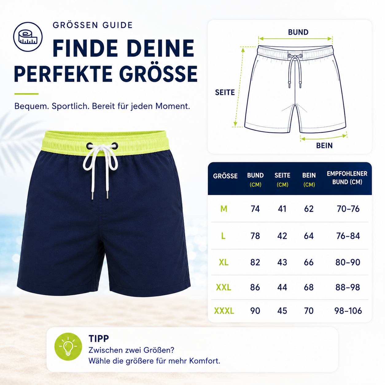 Nordspur | Waveford Herren-Badeshorts in kurzer Länge