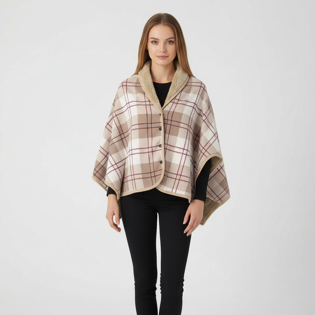 Tragbarer Flanell-Umhang mit weichem Fleece-Innenfutter reversibel
