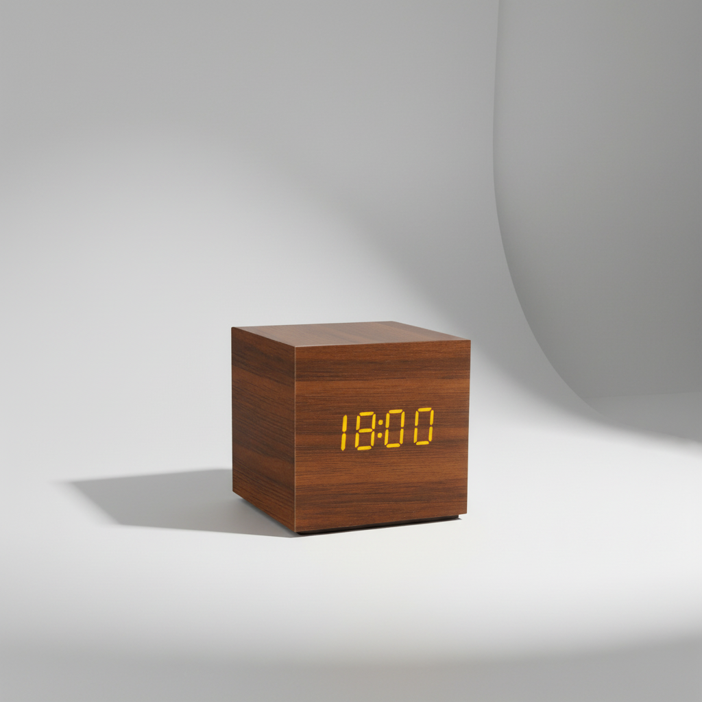 Digitale Holz-Tischuhr LED-Display Sprachsteuerung Temperaturanzeige