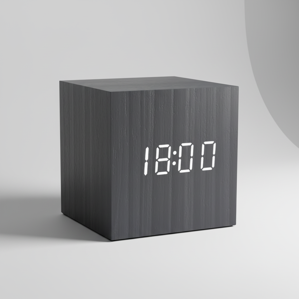 Digitale Holz-Tischuhr LED-Display Sprachsteuerung Temperaturanzeige