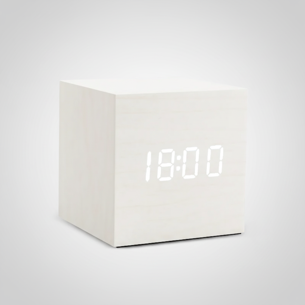 Digitale Holz-Tischuhr LED-Display Sprachsteuerung Temperaturanzeige