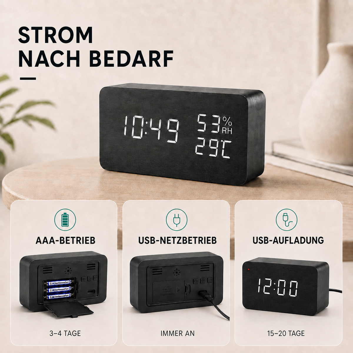 Nordspur | Woodverge Digitale Holz-Tischuhr