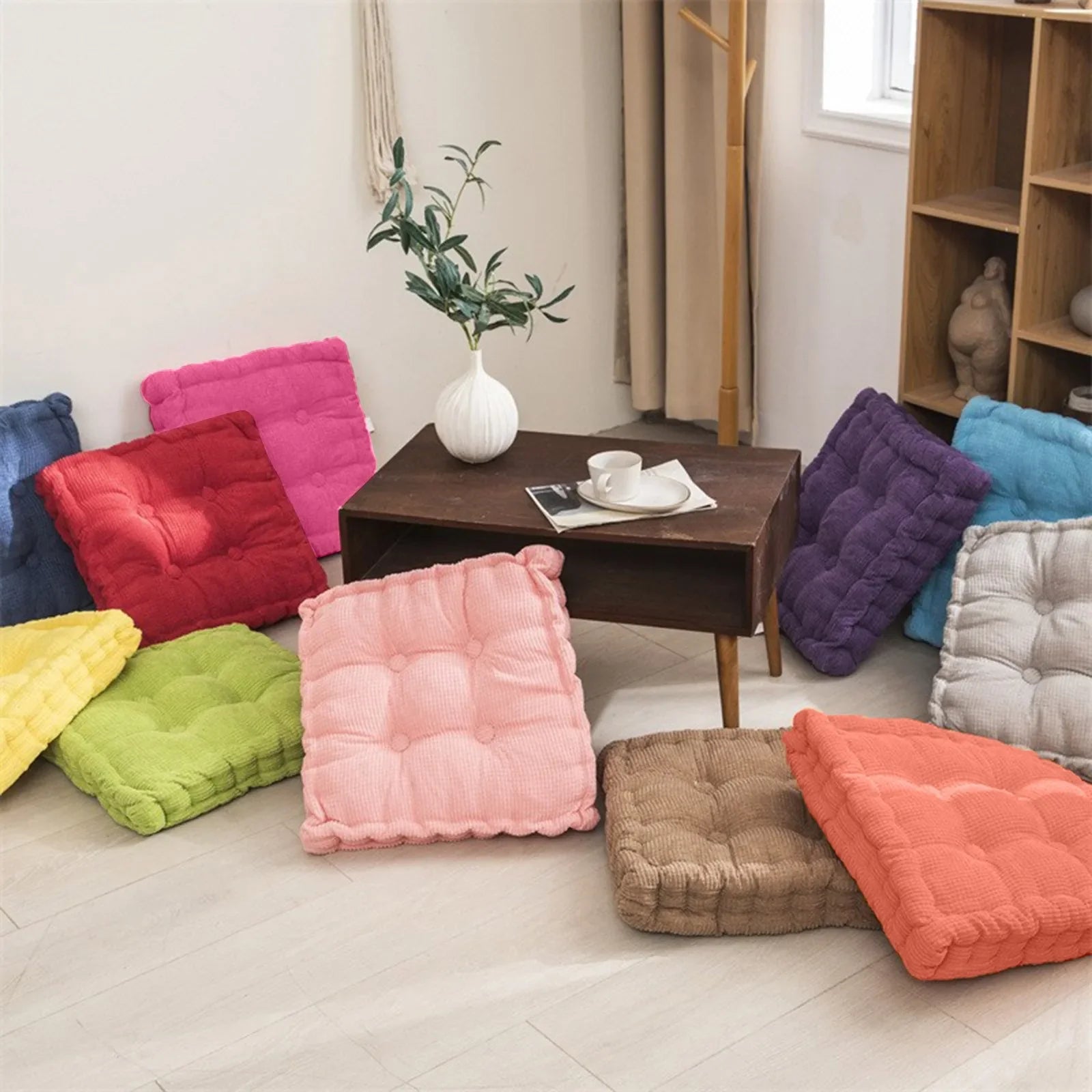 Dickes Bodenkissen Meditation getuftet rutschfest quadratisch