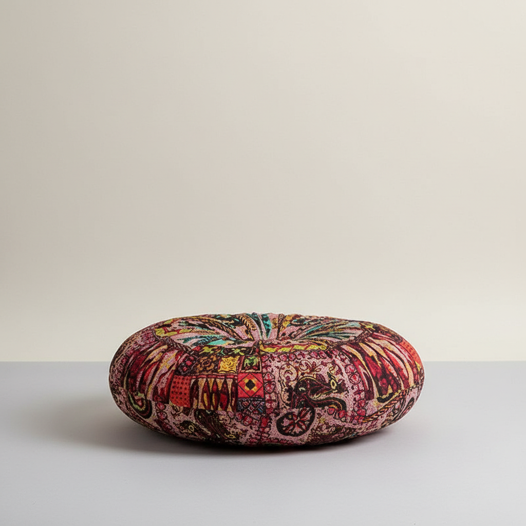 Rundes Meditationskissen Bodenkissen Baumwolle Vintage-Druck