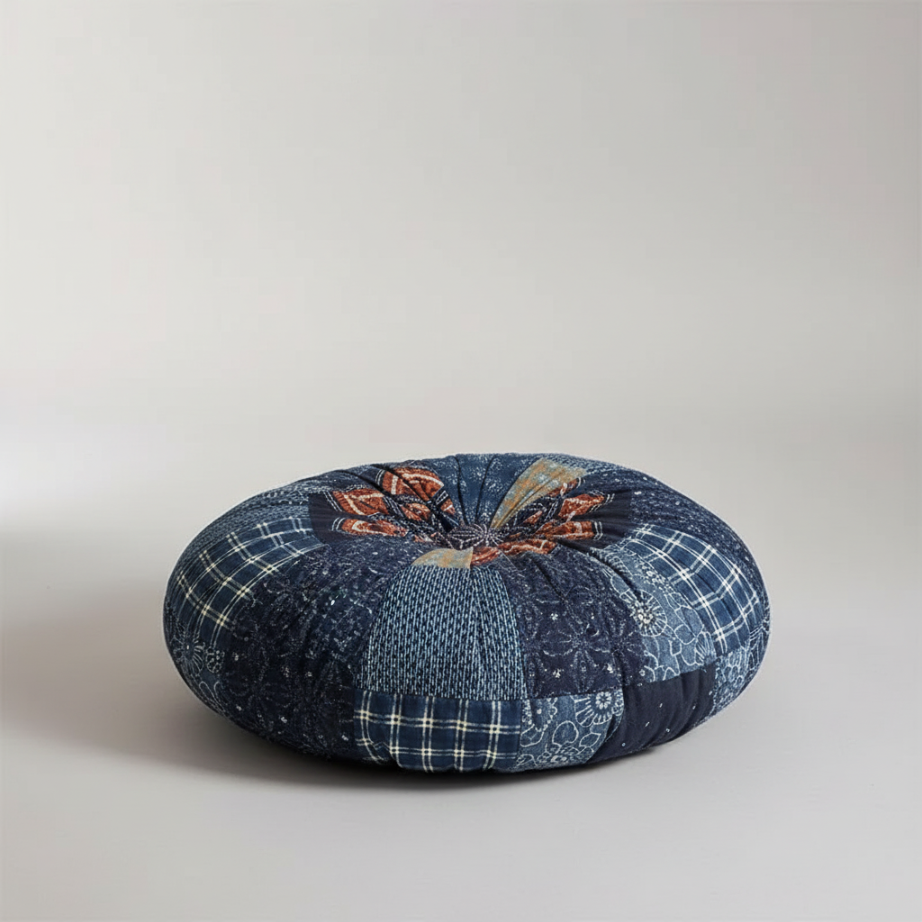 Rundes Meditationskissen Bodenkissen Baumwolle Vintage-Druck