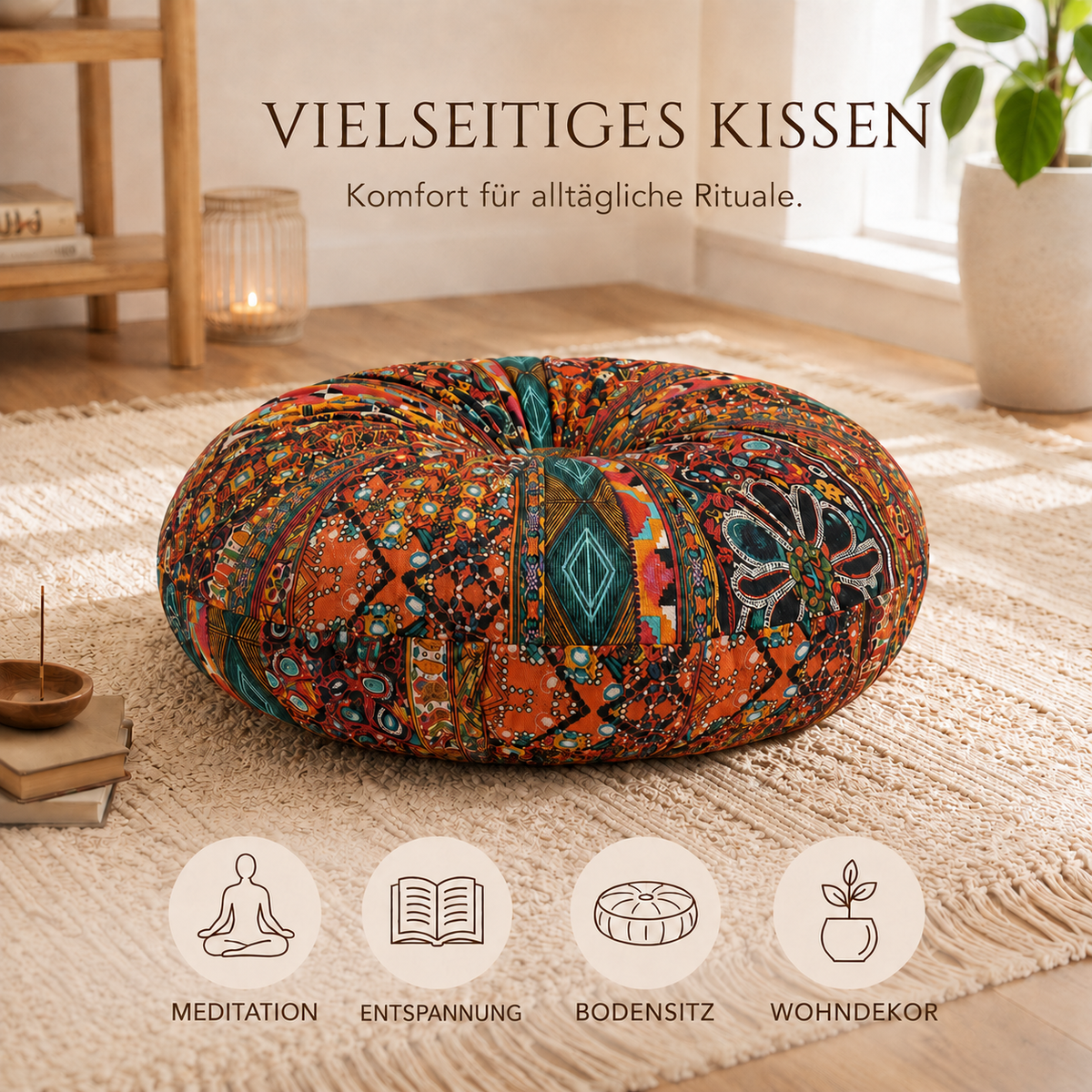 Nordspur | Zenvira Rundes Meditationskissen für den Boden