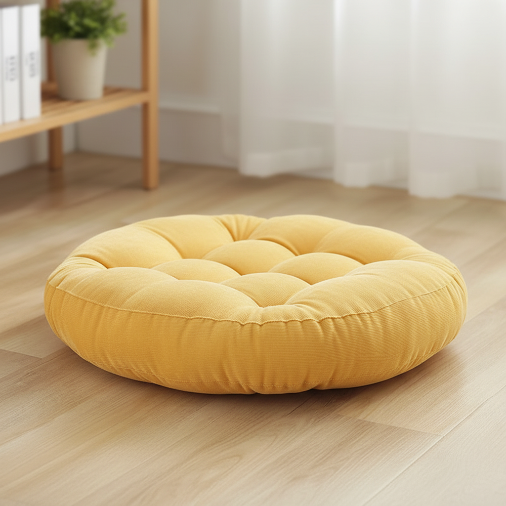 Großes rundes Bodenkissen Cord-Stoff Meditation Wohnzimmer Familie