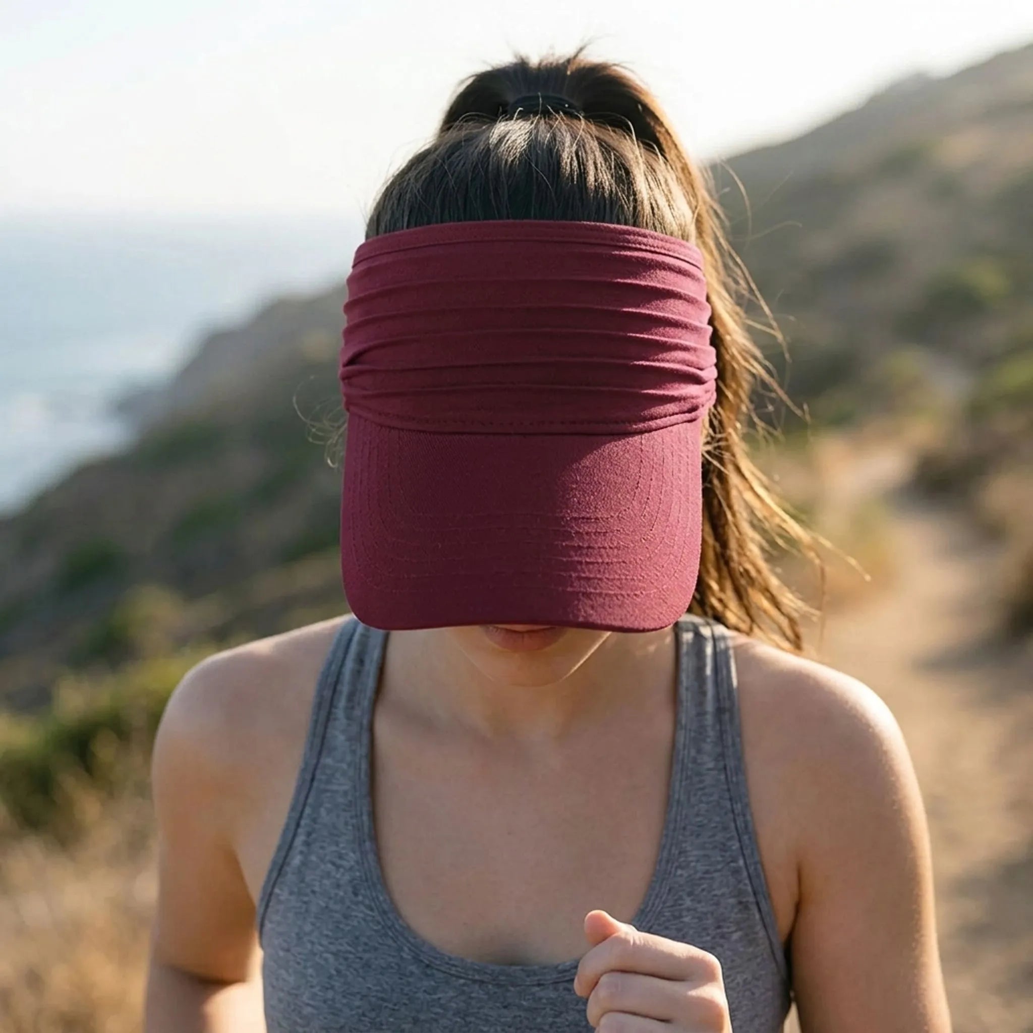 Offenes Sportvisier mit breitem Stirnband für Damen, atmungsaktiv