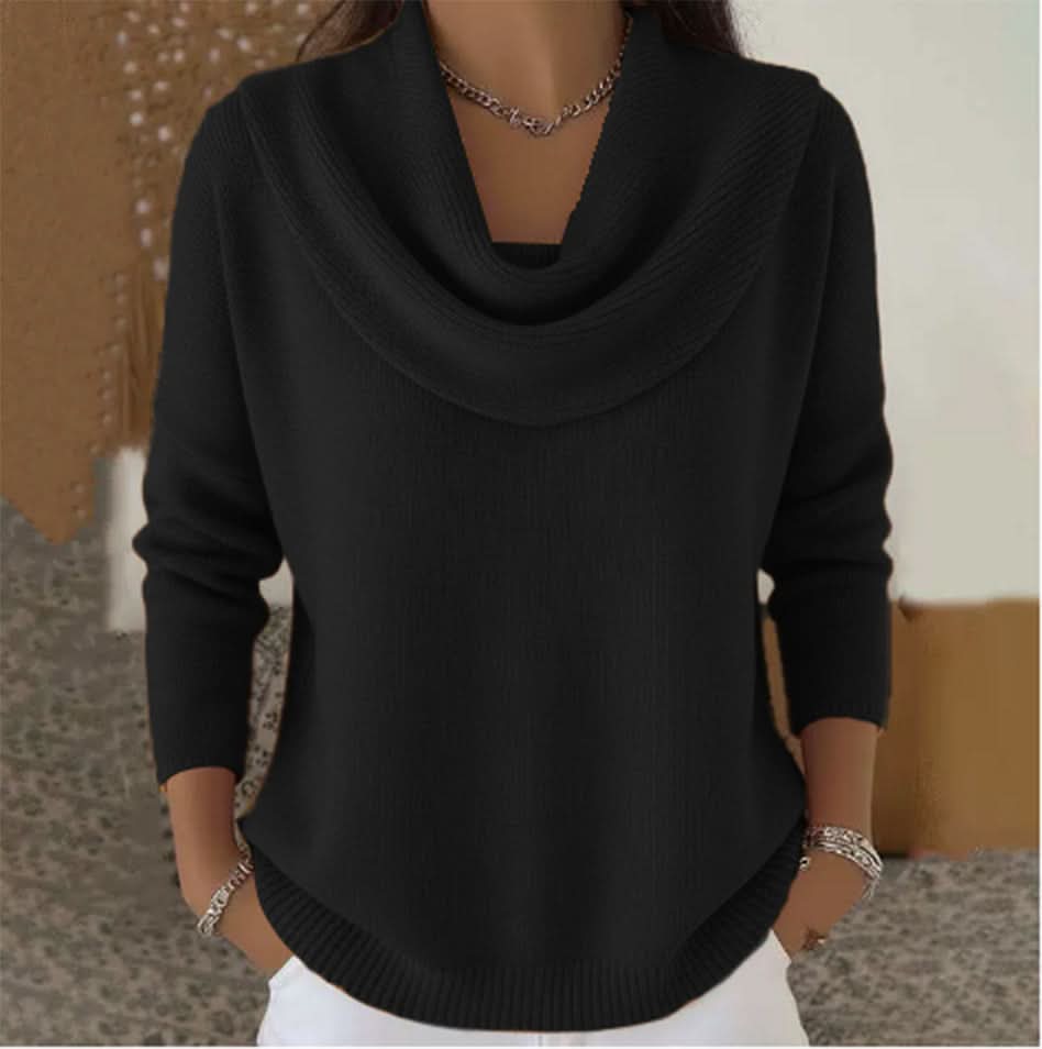 Damen-Pullover mit Wasserfallkragen und lockerer Passform