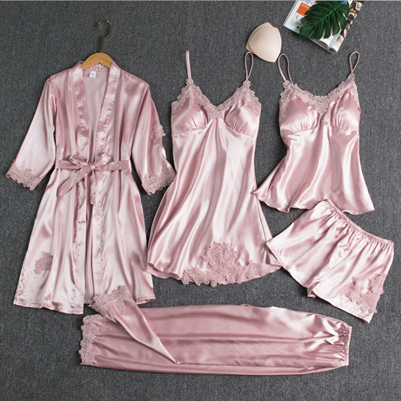 Rosanne Elegantes Fünfteiliges Pyjama-Set