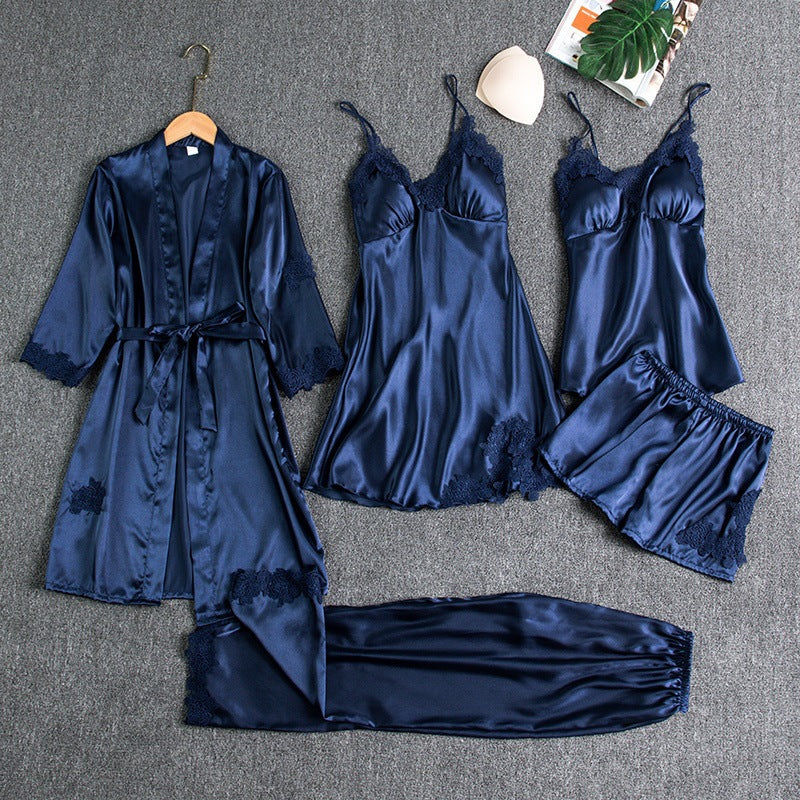 Elegantes Pyjama-Set mit Spitzenbesatz