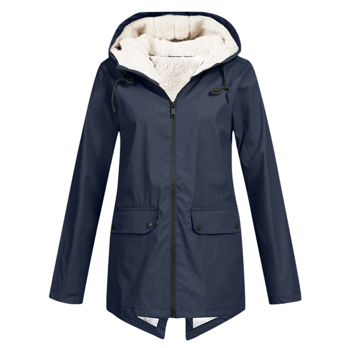 Damen wetterfeste und gefütterte Regenjacke mit verstellbarem Kapuzenkragen