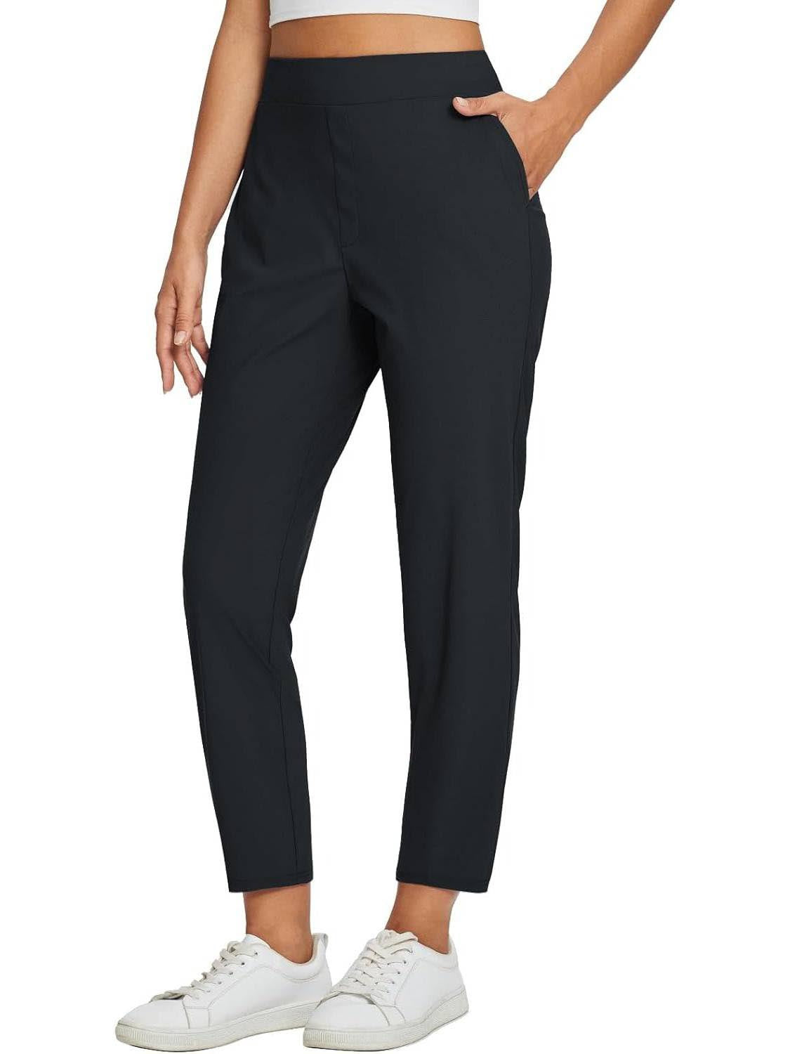 Damen-Hose mit hohem Bund und Reißverschlusstaschen – Leicht, Atmungsaktiv, Weich 26"/27" Knöchelhose