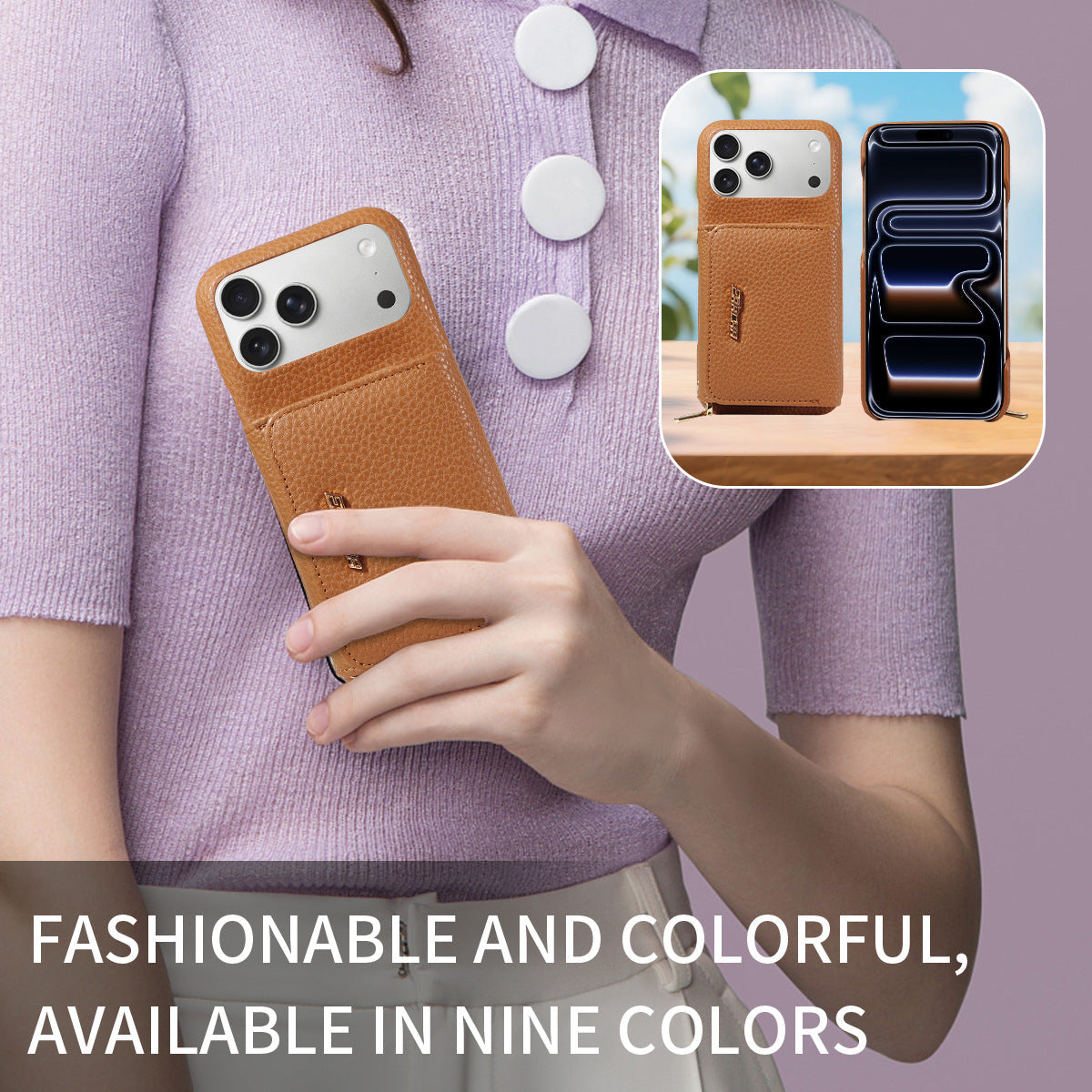 Premium Leder Crossbody Wallet Handyhülle für iPhone