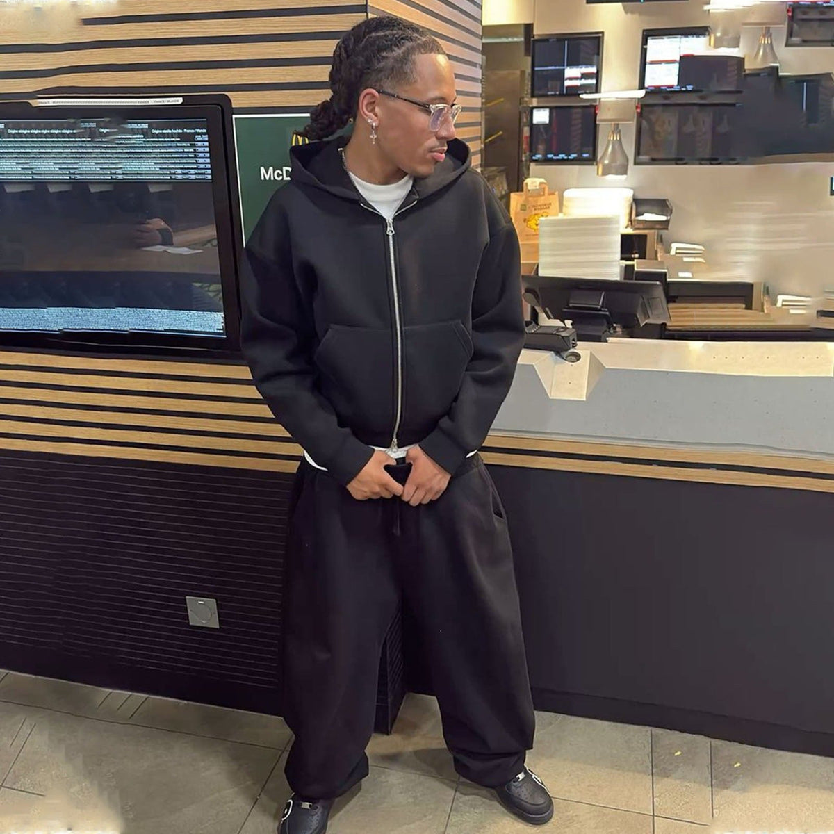 Herren Oversize Zip-Hoodie und Relaxed Sweatpants Set