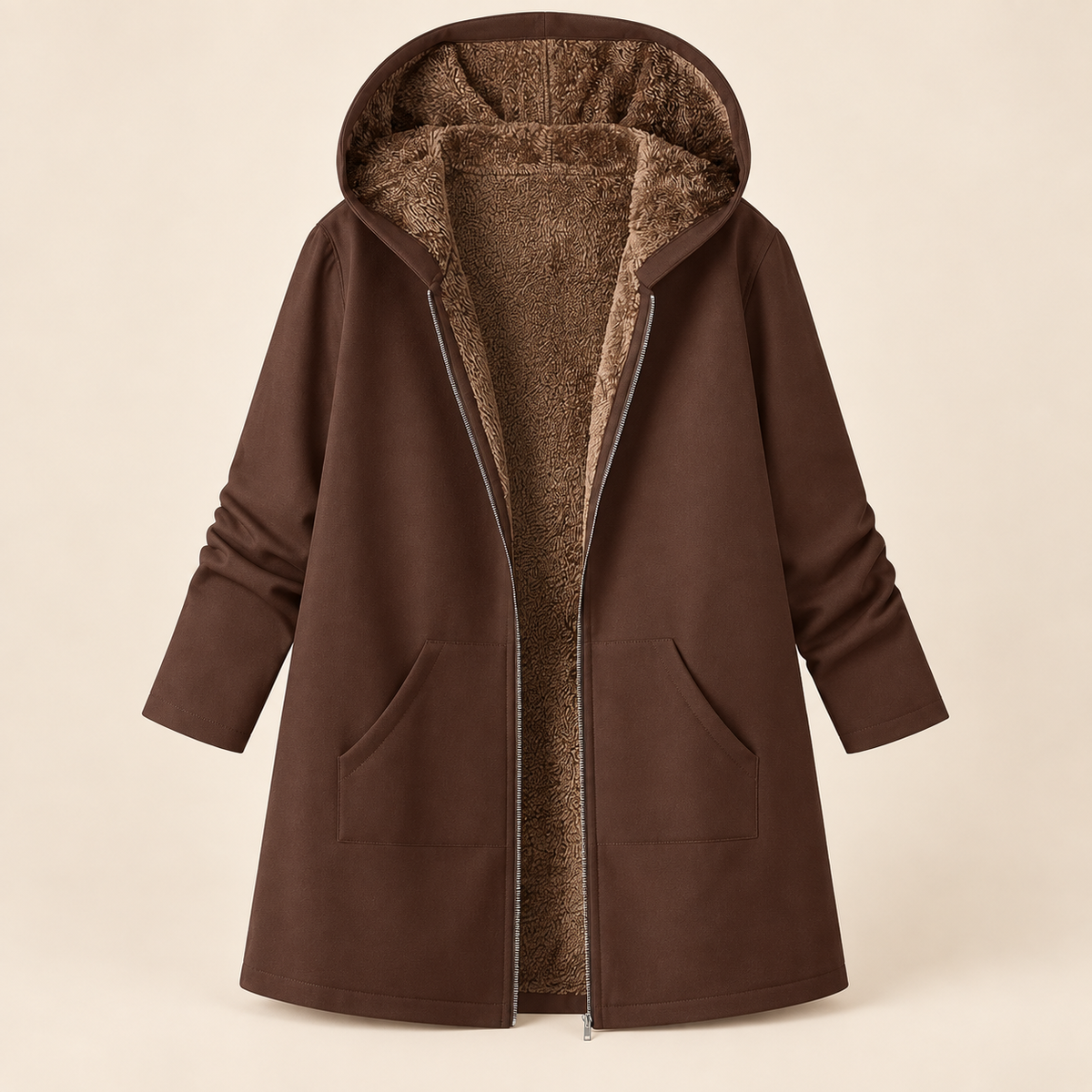 Warmer Kapuzenmantel mit weichem Sherpa-Futter