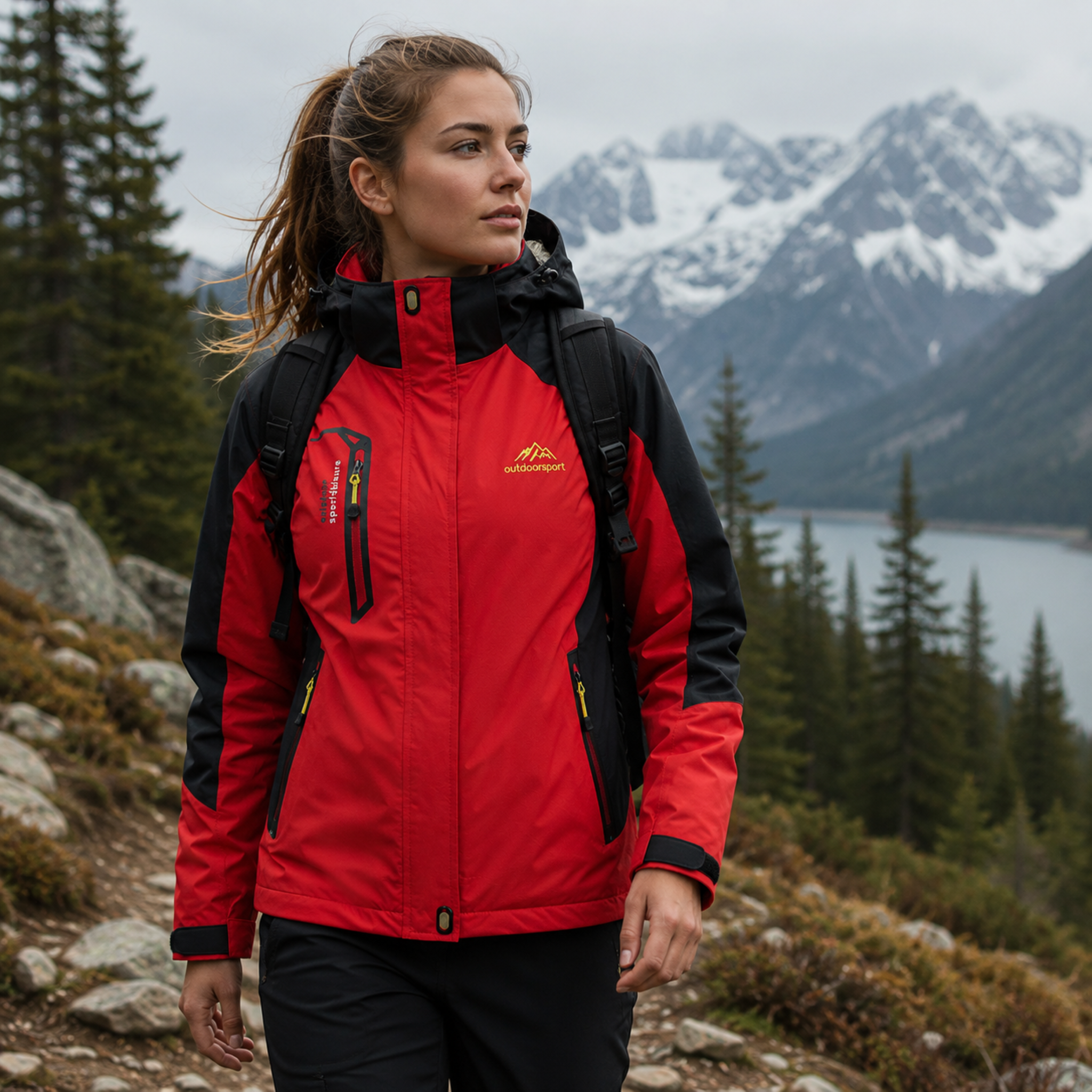Outdoorjacke Damen wasserdicht & winddicht mit Kapuze – StormPeak Shell