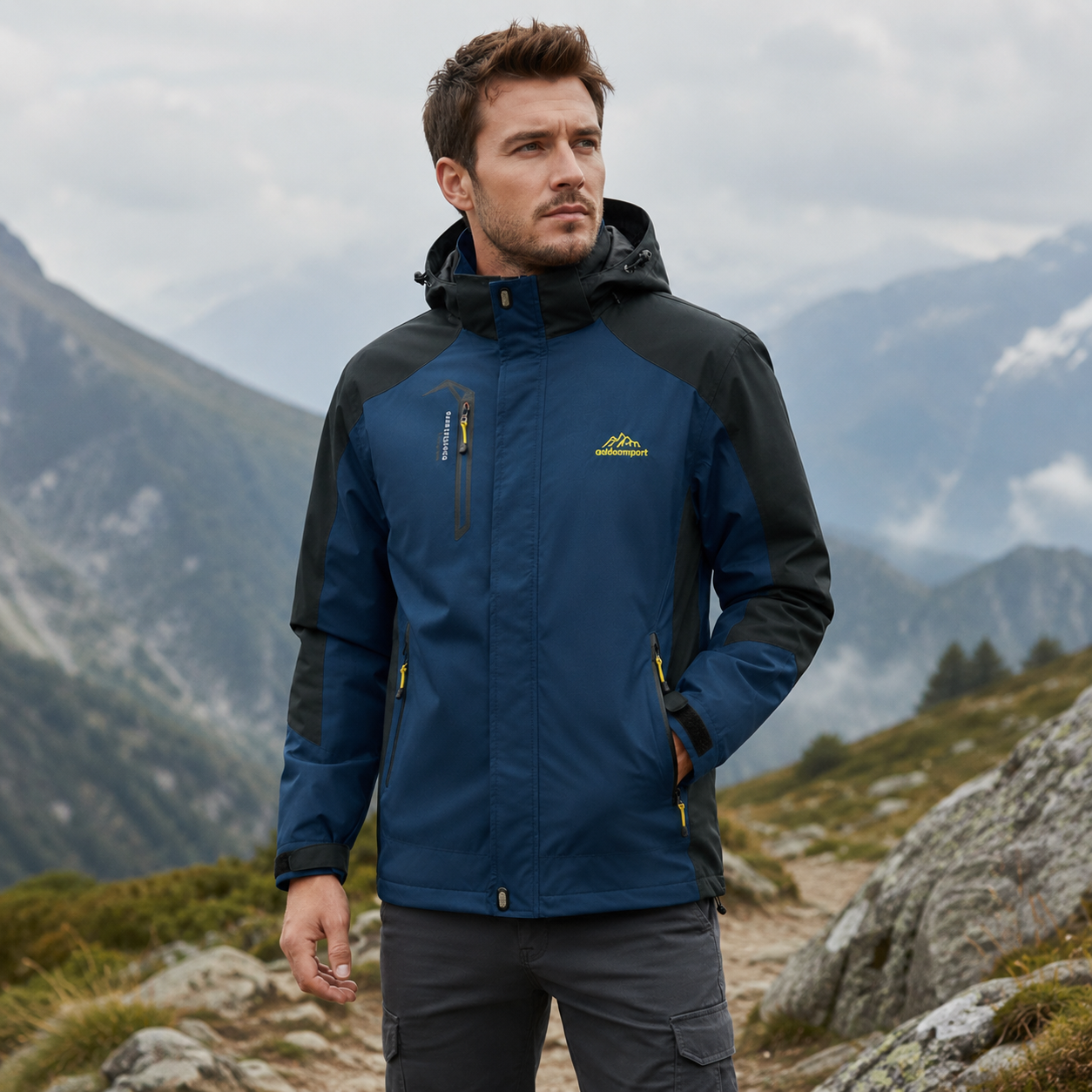 Outdoorjacke Herren wasserdicht & winddicht mit Kapuze – StormPeak Shell