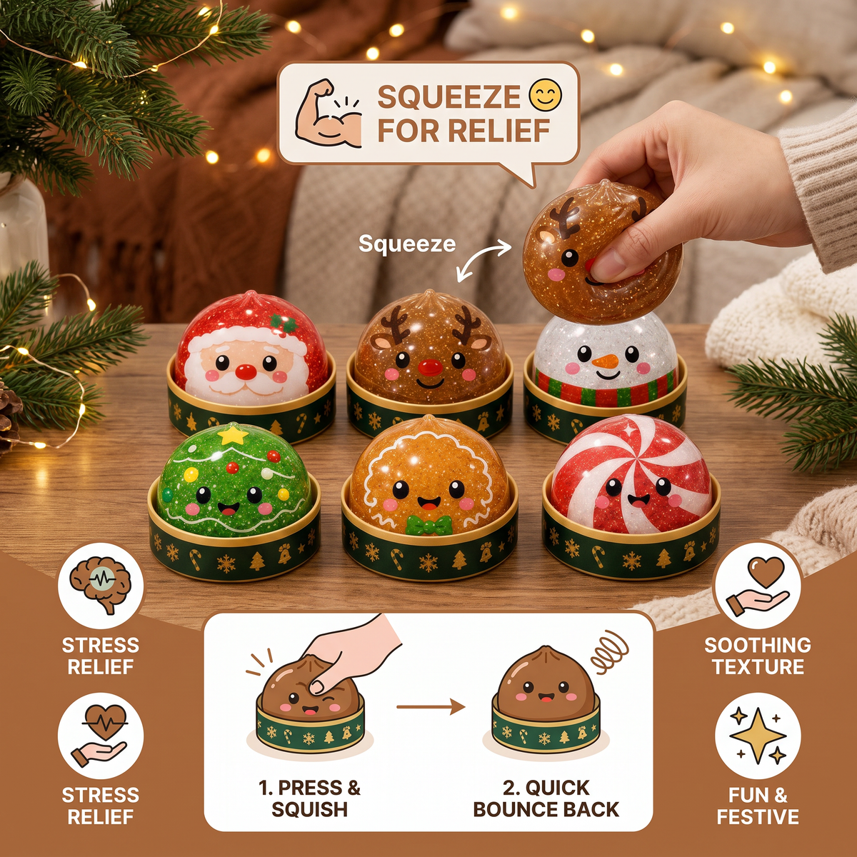 Weihnachts-Dumpling Squishy Anti-Stress-Spielzeug-Set