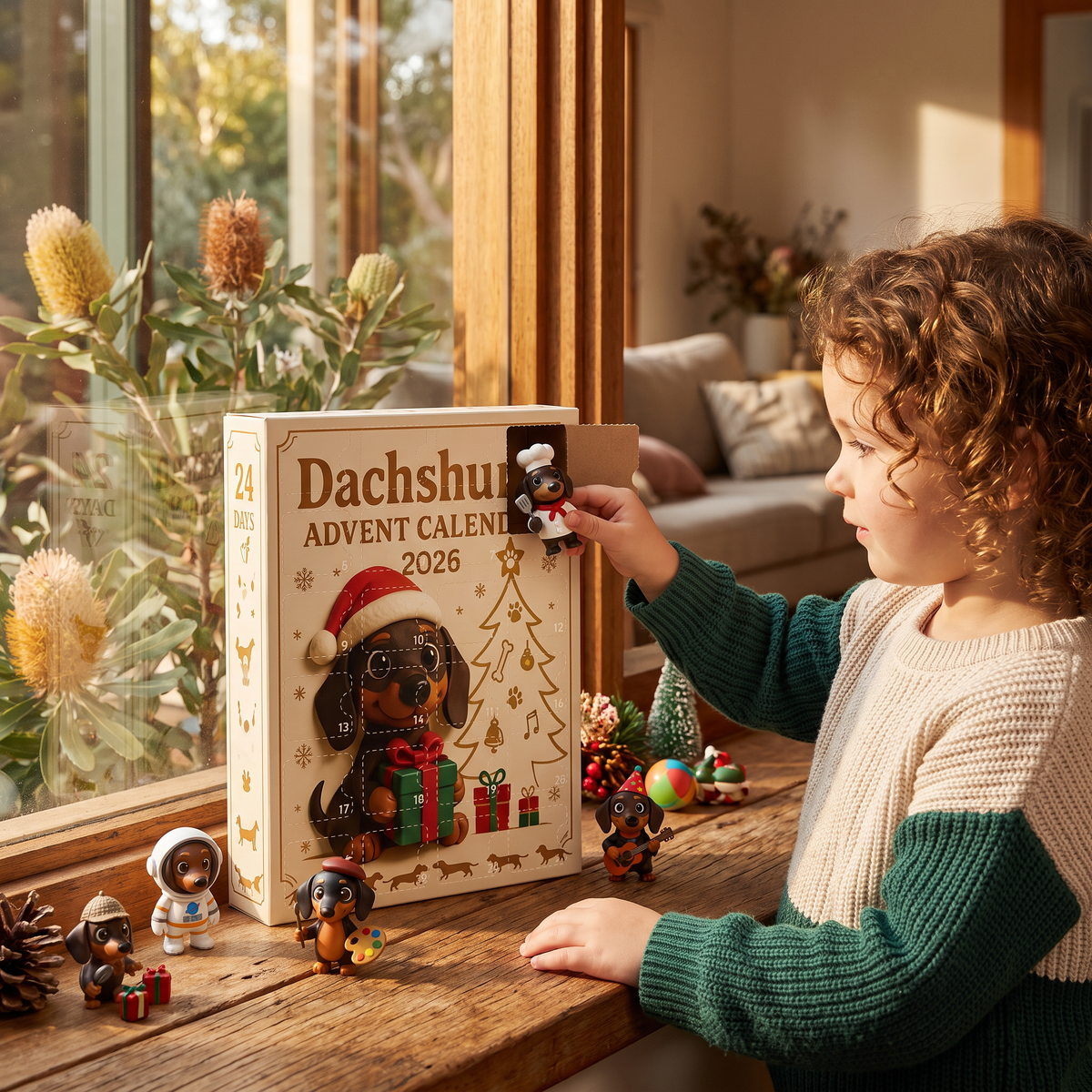 24-Tage Dackel-Adventskalender mit Überraschungsfiguren
