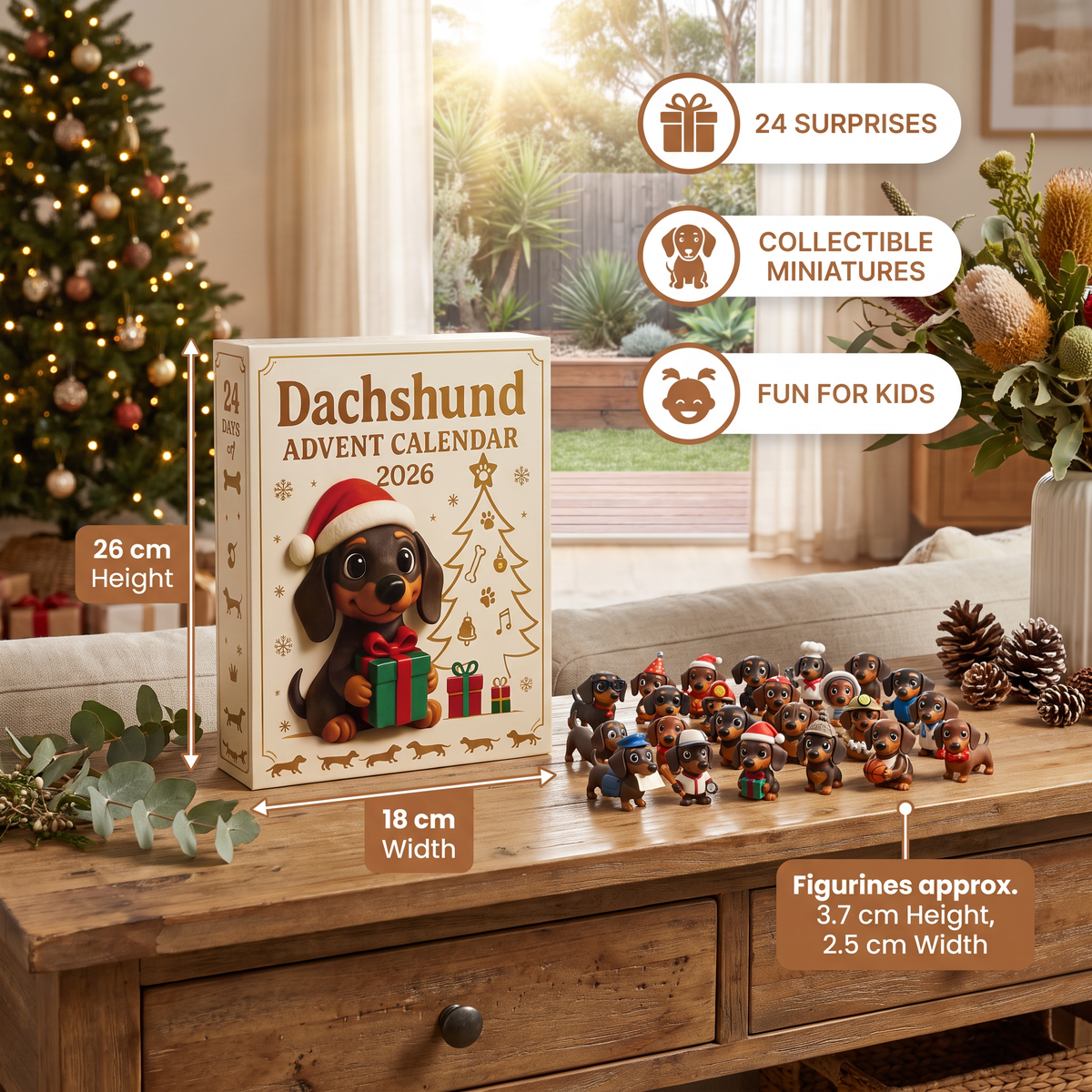 24-Tage Dackel-Adventskalender mit Überraschungsfiguren