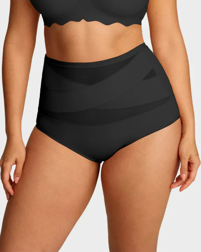 Plus-Größe, hohe Taille, bauchformender Slip mit Kreuzmuster