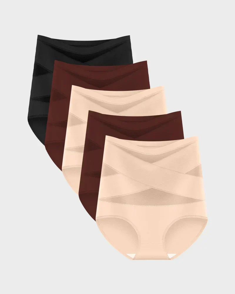 Plus-Größe, hohe Taille, bauchformender Slip mit Kreuzmuster