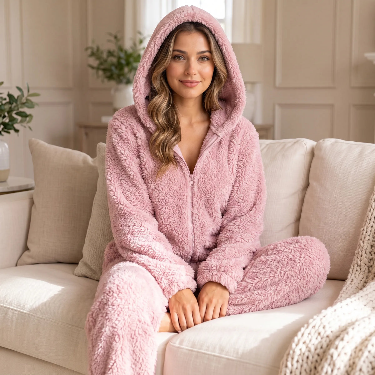 Pyjama Damen Einteiler Fleece für Gemütliche Filmabende – Kuscheliger Onesie