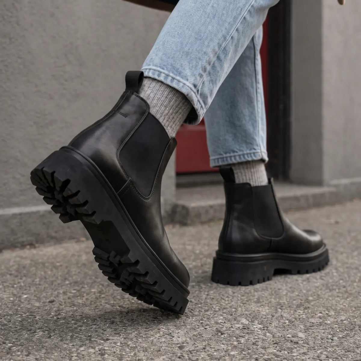 9cm Elevator Chelsea Boots mit Chunky Lug Sohle