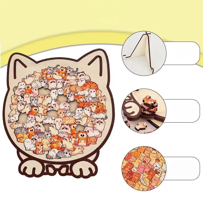 Katzen- oder hundeförmiges Holz-Puzzle