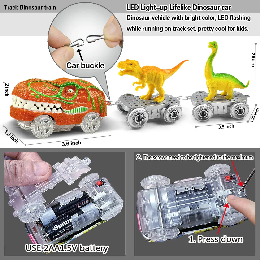 Dinosaur Track Adventure – Flexible Rennbahn mit leuchtender Lok