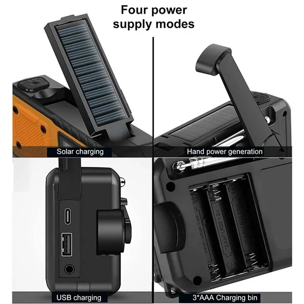 4000mAh Solar-Notfallradio mit Handkurbel – AM/FM Wetterradio, LED-Leselampe und Handy-Ladegerät