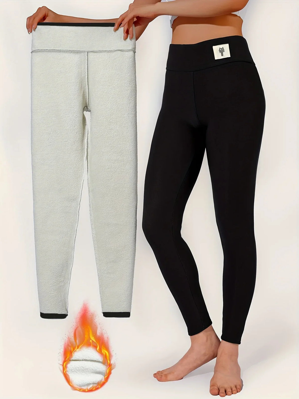 Damen Thermo-Leggings Lammkaschmir Gefüttert & Figurformend High Waist & Booty-Lifting Effekt