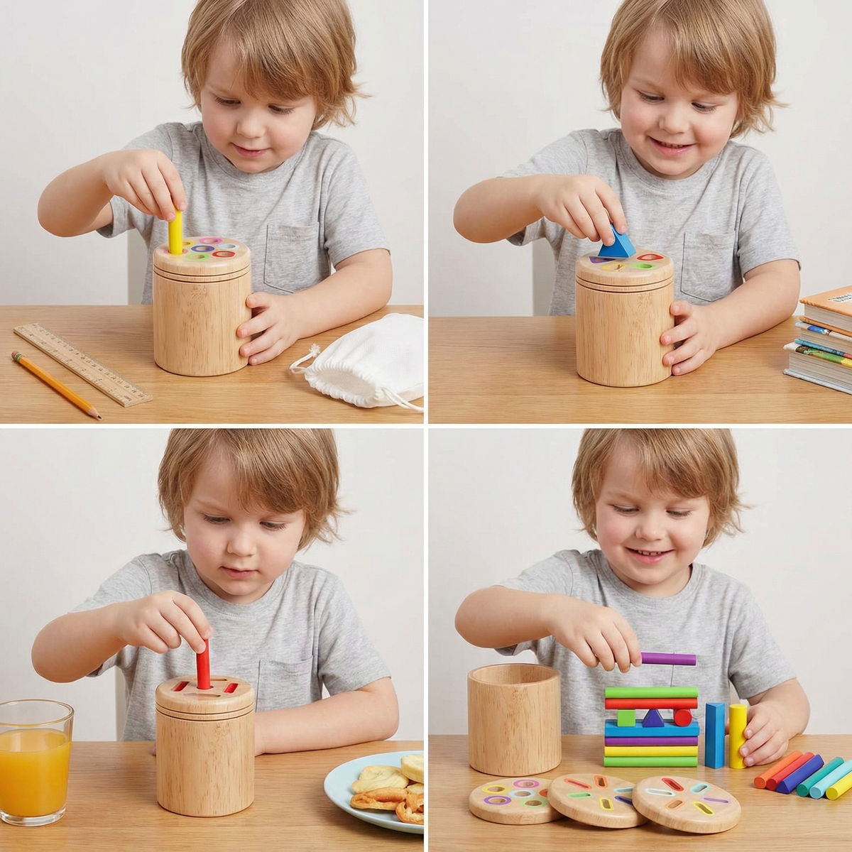 Montessori Holz Farb- und Formensortierspielzeug – Feinmotorik-Lernpuzzle
