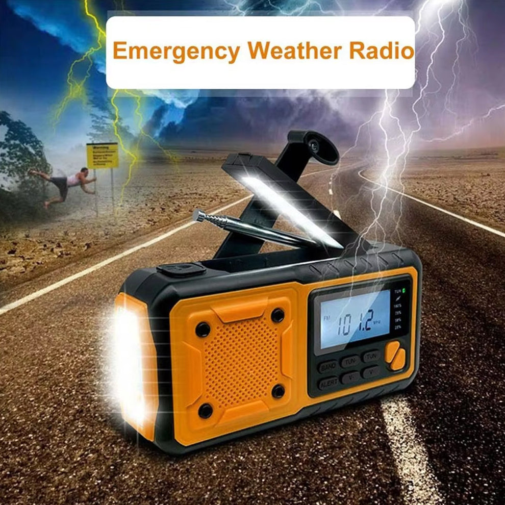 Notfall-Radio mit 4000mAh Powerbank, Solar- und Handkurbelladung