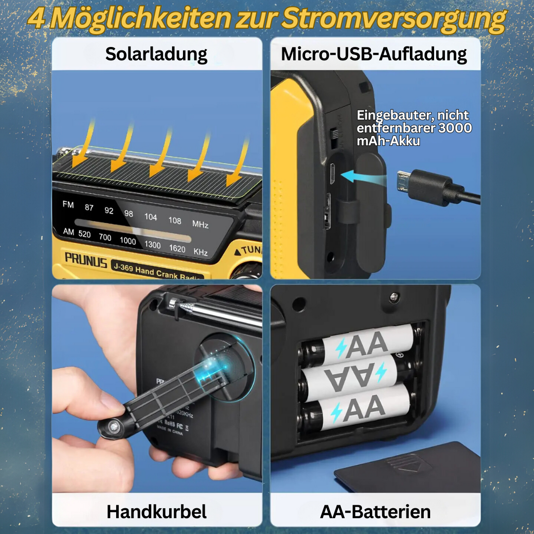 Multifunktionales Notfallradio mit Ladeoptionen
