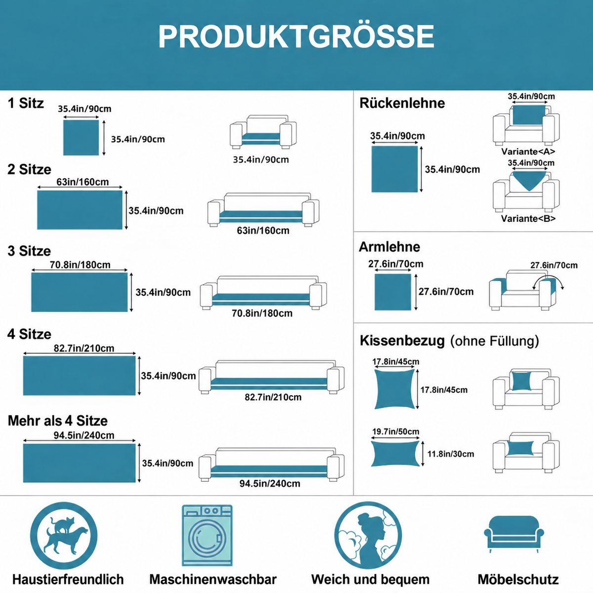 Salvaro | Rutschfester, dicker und waschbarer Sofaschoner
