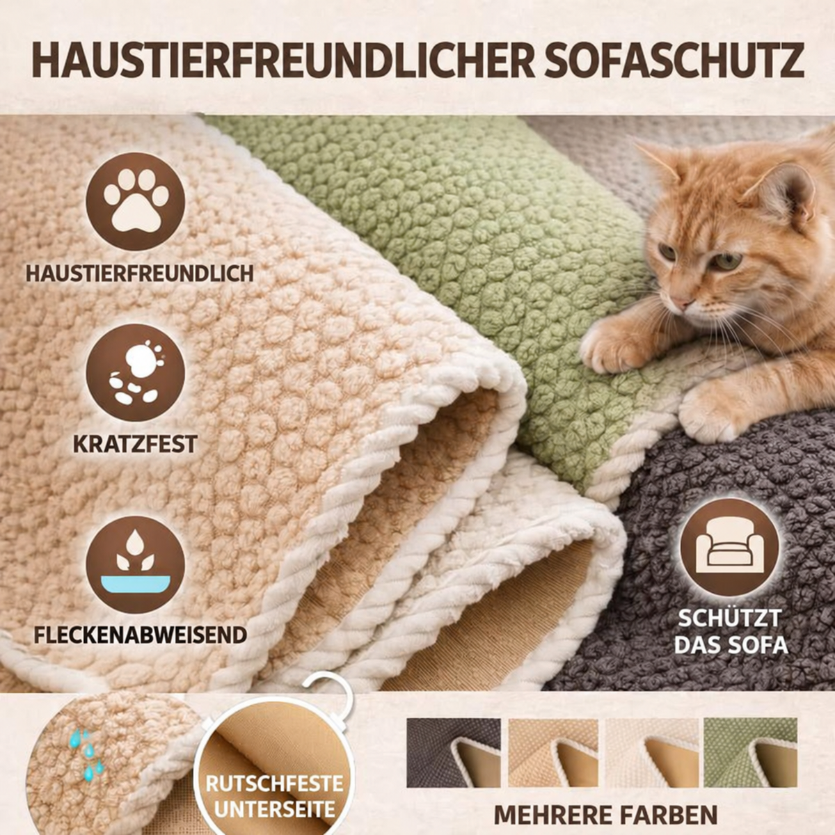 Salvaro | Rutschfester, dicker und waschbarer Sofaschoner
