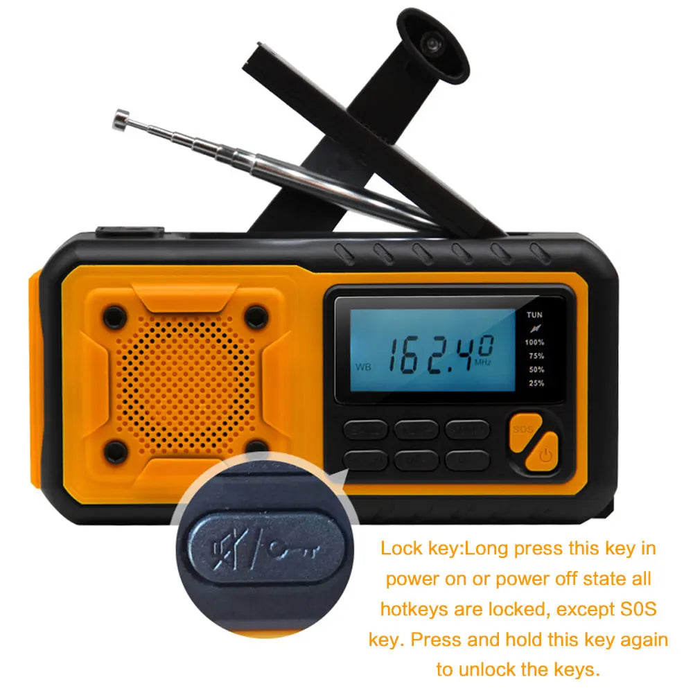 4000mAh Solar-Notfallradio mit Handkurbel – AM/FM Wetterradio, LED-Leselampe und Handy-Ladegerät